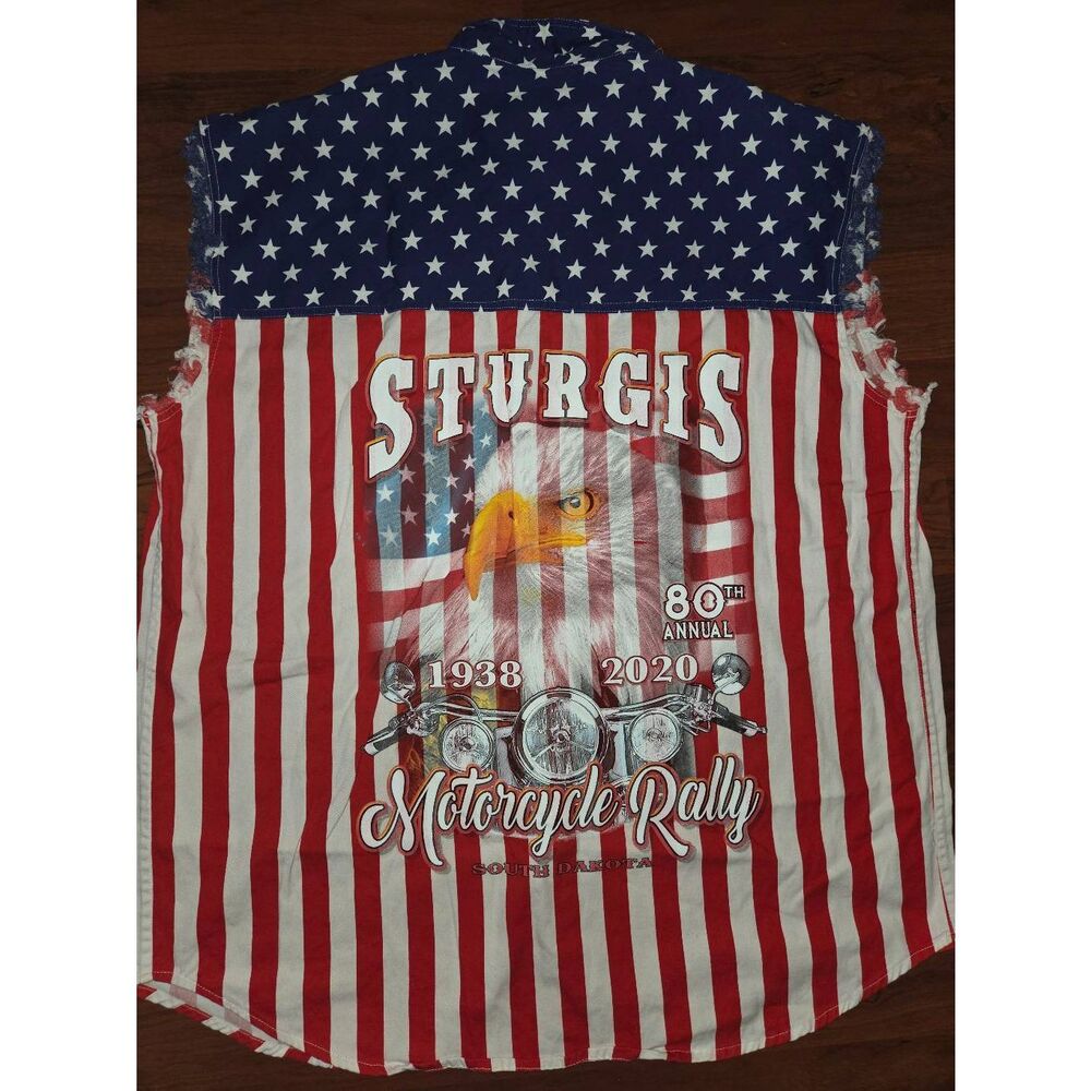 Sturgis American Flag Eagle Button Up Shirt